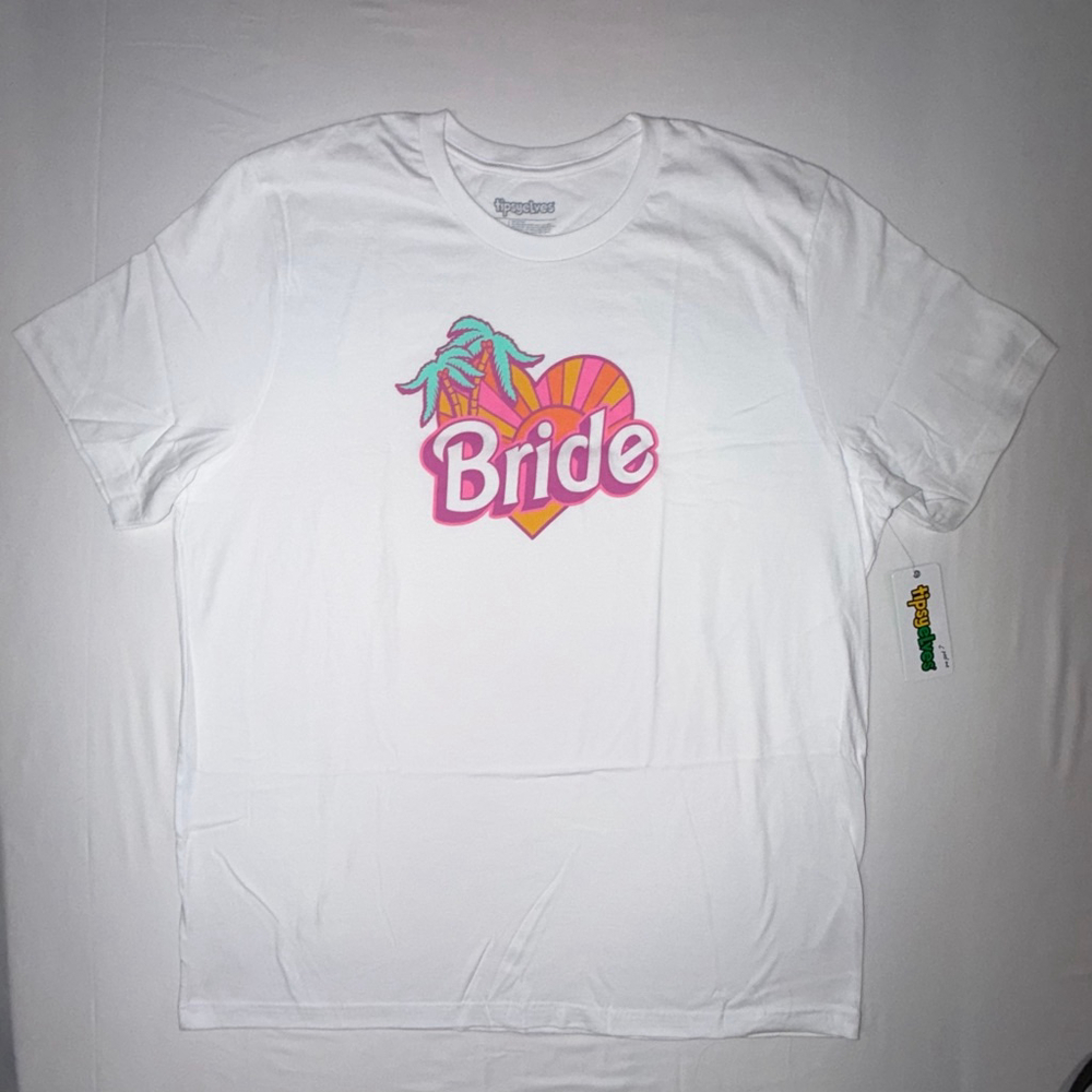 Tipsy Elves Malibu Bride Graphic Tee NWOT White 2X XXL Retro Coastal Cowgirl 70s